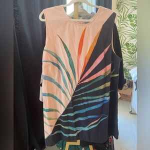 Anthropologie Linen Shift with Palm Detail